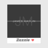 Dunkelgraues Monogramm, Name und geometrischer Str Aufkleber (Blatt)