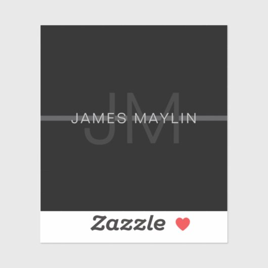 Dunkelgraues Monogramm, Name und geometrischer Str Aufkleber (Blatt)