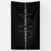 Dunkelgraues Monogramm, Name und geometrischer Str Banner (Vertikal)