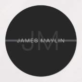 Dunkelgraues Monogramm, Name und geometrischer Str Etiketten (Design 2)