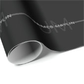 Dunkelgraues Monogramm, Name und geometrischer Str Geschenkpapier (Rolleneckpunkt)