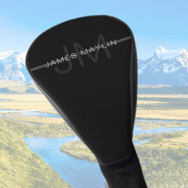 Dunkelgraues Monogramm, Name und geometrischer Str Golf Headcover