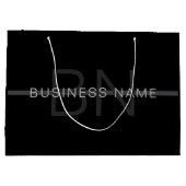 Dunkelgraues Monogramm, Name und geometrischer Str Große Geschenktüte (Rückseite)