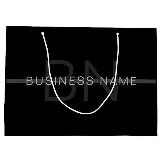 Dunkelgraues Monogramm, Name und geometrischer Str Große Geschenktüte (Rückseite)