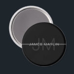 Dunkelgraues Monogramm, Name und geometrischer Str Magnet<br><div class="desc">Vollständig anpassbarer Name und Monogramm,  bearbeiten Sie,  wie Sie möchten!</div>
