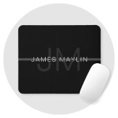 Dunkelgraues Monogramm, Name und geometrischer Str Mousepad