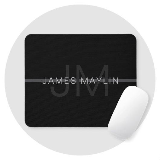 Dunkelgraues Monogramm, Name und geometrischer Str Mousepad