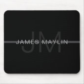 Dunkelgraues Monogramm, Name und geometrischer Str Mousepad (Vorne)