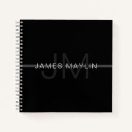 Dunkelgraues Monogramm, Name und geometrischer Str Notizblock