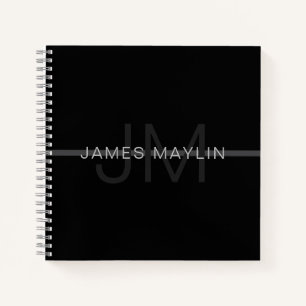 Dunkelgraues Monogramm, Name und geometrischer Str Notizblock