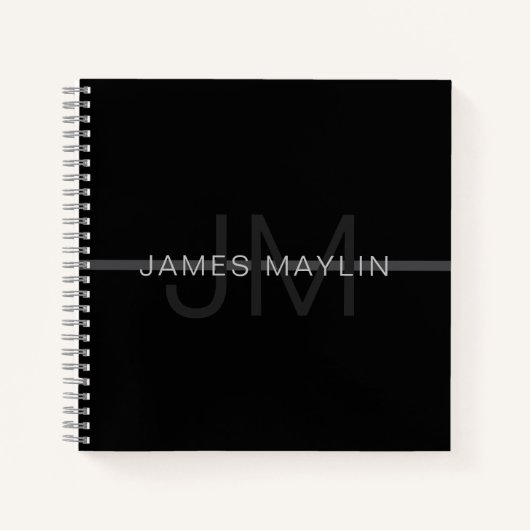 Dunkelgraues Monogramm, Name und geometrischer Str Notizblock (Vorderseite)