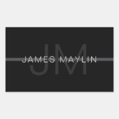 Dunkelgraues Monogramm, Name und geometrischer Str Rechteckiger Aufkleber (Vorderseite)