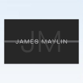 Dunkelgraues Monogramm, Name und geometrischer Str Rechteckiger Aufkleber