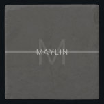 Dunkelgraues Monogramm, Name und geometrischer Str Steinuntersetzer<br><div class="desc">Vollständig anpassbarer Name und Monogramm,  bearbeiten Sie,  wie Sie möchten!</div>