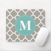 Dunkelgraues Monogramm Pink Quatrefolienmuster Mousepad (Mit Mouse)