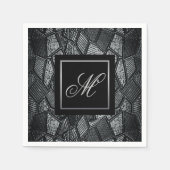 Dunkelgraues Mosaikglas Mit Monogramm Serviette (Vorderseite)