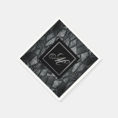 Dunkelgraues Mosaikglas Mit Monogramm Serviette (Ecke)