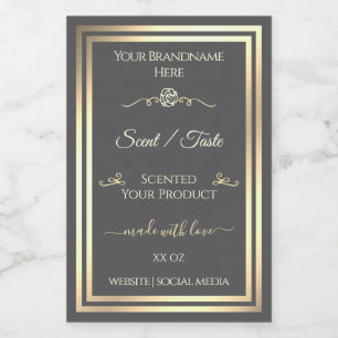 Dunkelgraues Produktlabel Gold Frame Vintage Rose Lebensmitteletikett