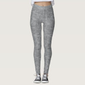 Dunkelgraues Tweed-Leinen-Muster  Leggings (Vorderseite)