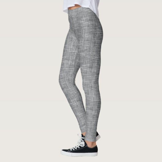 Dunkelgraues Tweed-Leinen-Muster  Leggings (Links)