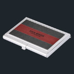Dunkelgraues und rotes Imitat Vintages Leder Visitenkarten Dose<br><div class="desc">Dunkelgraues und rotes Bild eines Imitats Vintage Ledertextur.</div>