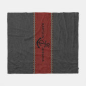 Dunkelgraues und rotes Vintages Leder Fleecedecke (Vorderseite (Horizontal))