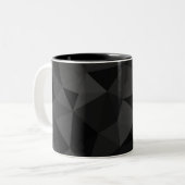 Dunkelgraues und schwarzes geometrisches Maschenmu Zweifarbige Tasse (Vorderseite Links)