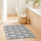 Dunkelgraues und weißes BarockDamaskusmuster Badematte