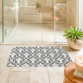 Dunkelgraues und weißes BarockDamaskusmuster Badematte