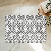 Dunkelgraues und weißes BarockDamaskusmuster Badematte