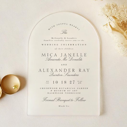 Dunkelgraues Weiß-Elegant-Kalligrafie-Feierliche H Acryleinladungen