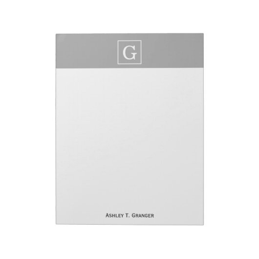 Dunkelgraues weiß gerahmtes Initialen-Monogramm Notizblock (Rotiert)
