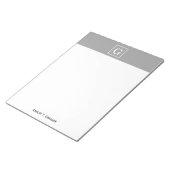 Dunkelgraues weiß gerahmtes Initialen-Monogramm Notizblock (angewinkelt)