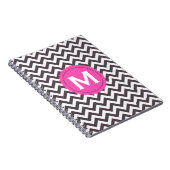 Dunkelgraues weißes Monogramm-Zickzack Muster Notizblock (Rechte Seite)