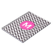 Dunkelgraues weißes Monogramm-Zickzack Muster Notizblock (Linke Seite)