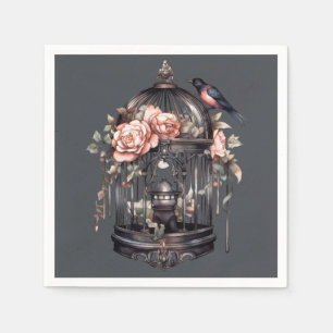 Dunkelgraugotische schwarz-rosa Birdcage-Dusche Serviette