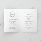 Dunkelgrauweißes Oval-Blatt-Monogramm-Hochzeitspro Programm (Innenseite)
