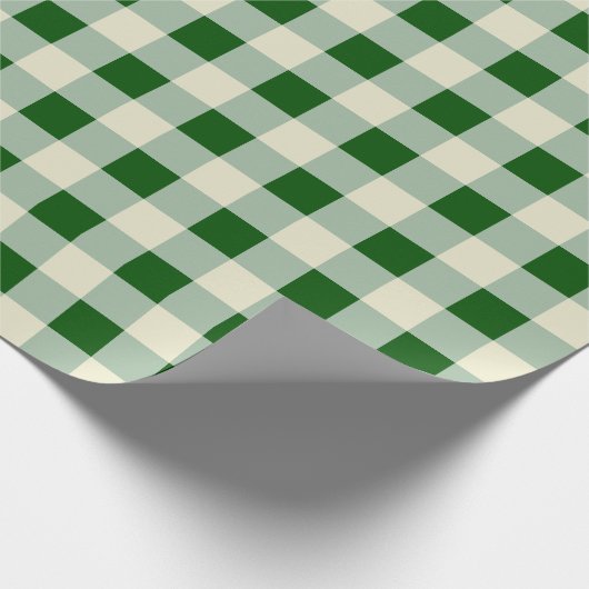 Dunkelgrün, abgetragen, Creme Medium Karo Geschenkpapier (Ecke)