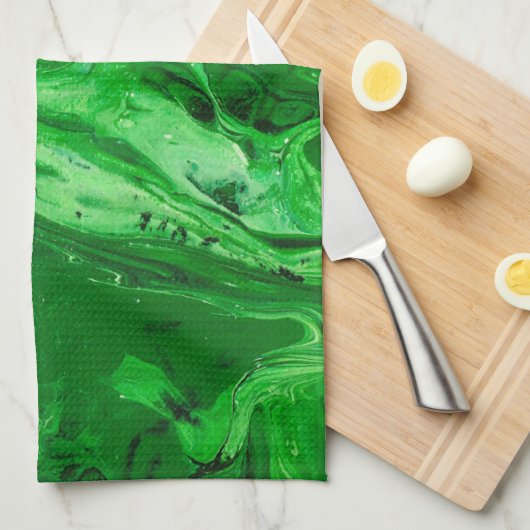 Dunkelgrün Abstrakt Geschirrtuch (Viertel Falte)