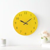 Dunkelgrün auf Gelb Große Wanduhr (Zuhause)