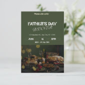 Dunkelgrün & Beige Chic Vatertag Abendessen Einladung (Stehend Vorderseite)