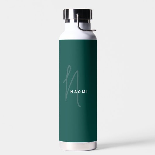 Dunkelgrün | Benutzerdefinierte Monogramm-Schrifta Trinkflasche (Links)