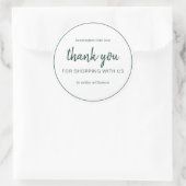 Dunkelgrün Chic Script Danke für Ihren Einkauf Runder Aufkleber (Tasche)