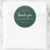 Dunkelgrün Chic Script Danke für Ihren Einkauf Runder Aufkleber (Tasche)