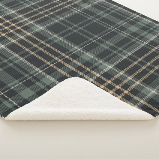Dunkelgrün creme kariert sherpadecke (3/4)