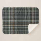 Dunkelgrün creme kariert sherpadecke (Vorderseite (Horizontal))