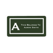 Dunkelgrün, das gehört zu Labels Camp School Book Adressaufkleber (Vorne)