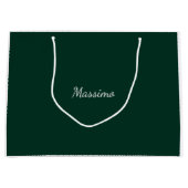 Dunkelgrün Elegant Casual Eigener Name Handschrift Große Geschenktüte (Vorderseite)