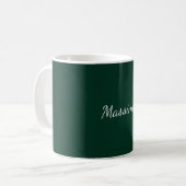 Dunkelgrün Elegant Casual Eigener Name Handschrift Kaffeetasse (Vorderseite Links)