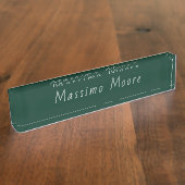 Dunkelgrün Elegant Casual Eigener Name Handschrift Namensplakette (Seite)